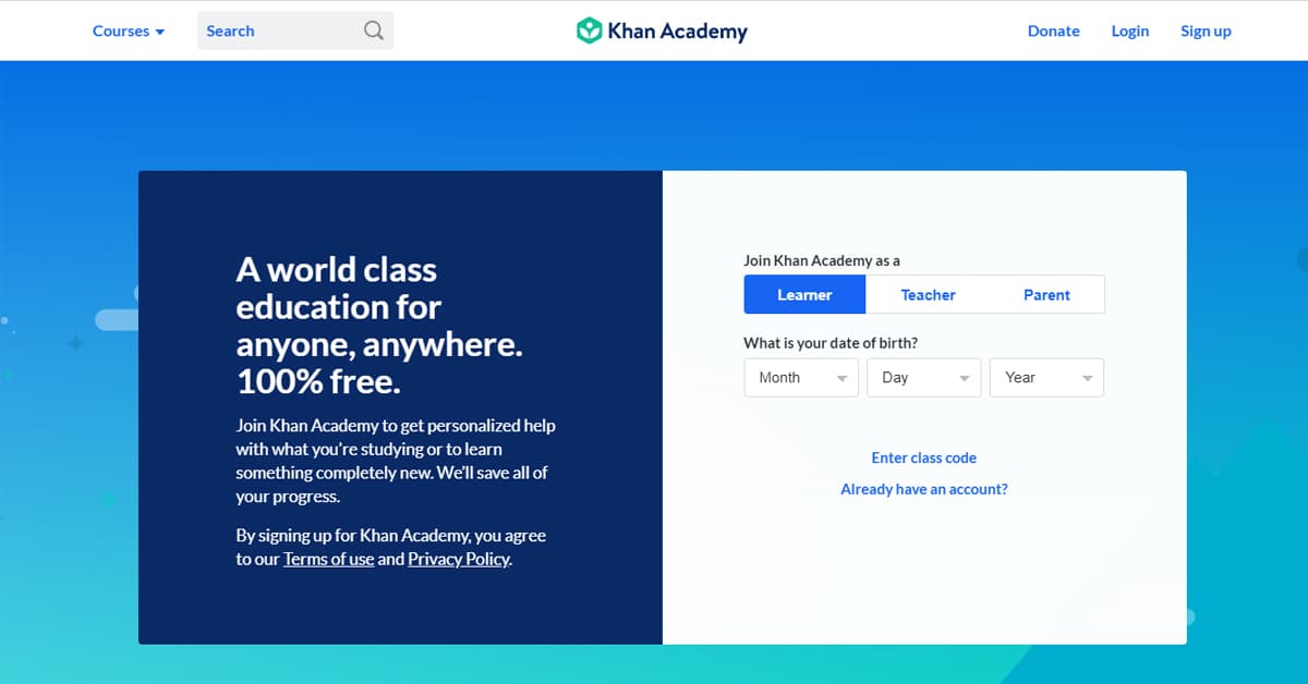 Cách đăng ký học trên Khan Academy