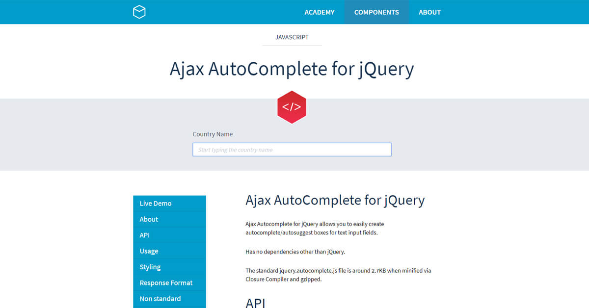Top Plugin jQuery tốt nhất để lập trình web - Ajax AutoComplete for jQuery