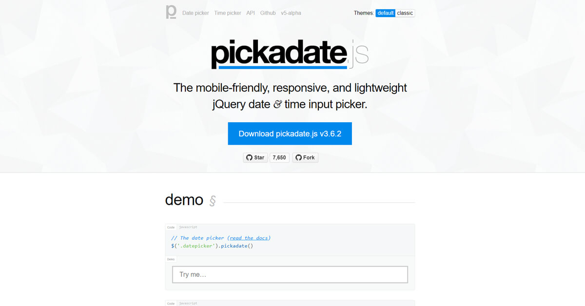 Top Plugin jQuery tốt nhất để lập trình web - Pickadatae.js